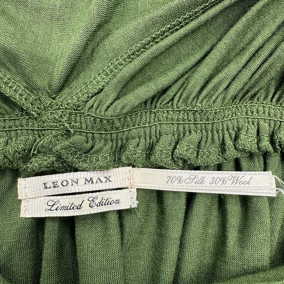 Leon Max Grecian Lightweight Silk Wool Blend Mini Dress in Green Size XS (flaw) - Picture 6 of 10